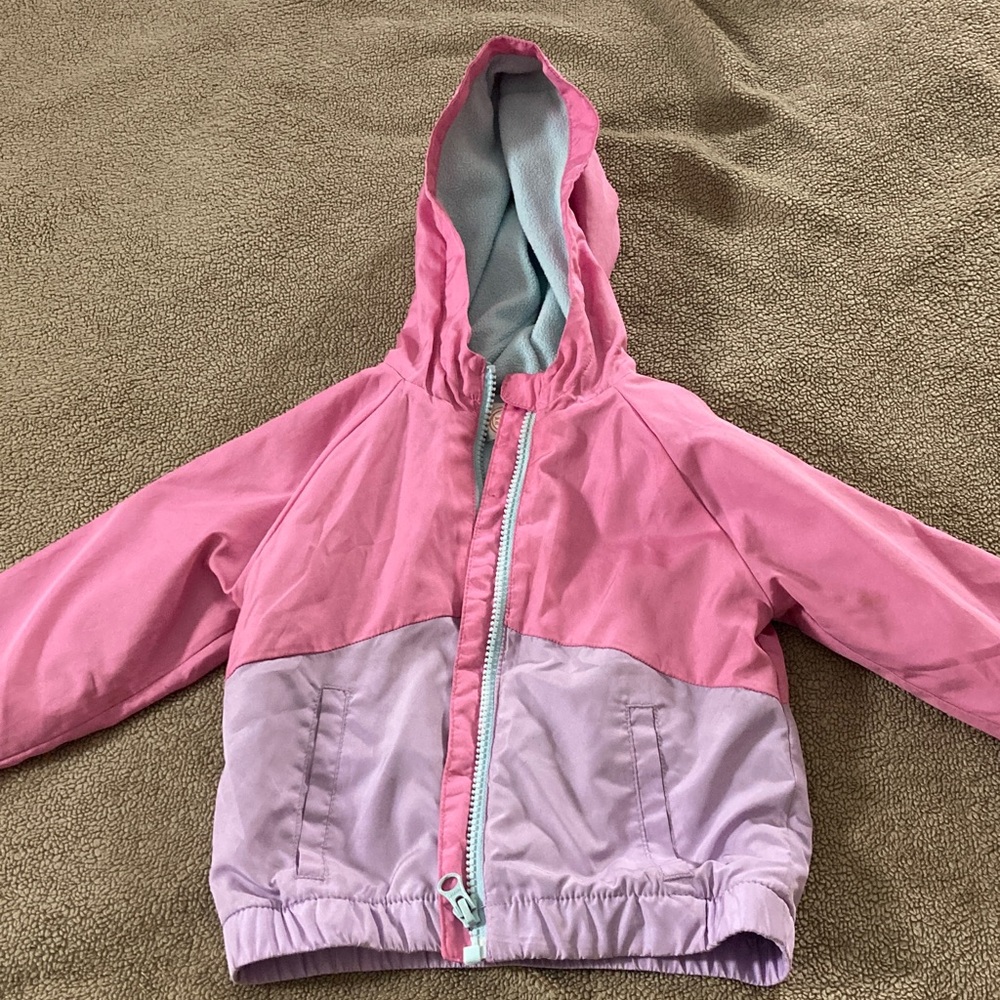Girls Pink Colorblock Hooded Jacket